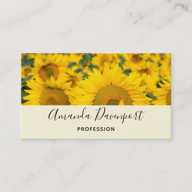 Carte De Visite Champ jaune de tournesols photo (Devant)