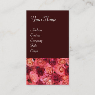 Carte De Visite CHAMP rose, rouge vif rouge brun