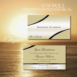 Carte De Visite Champagne Beige Courbé Lignes De Décor Chatoyant