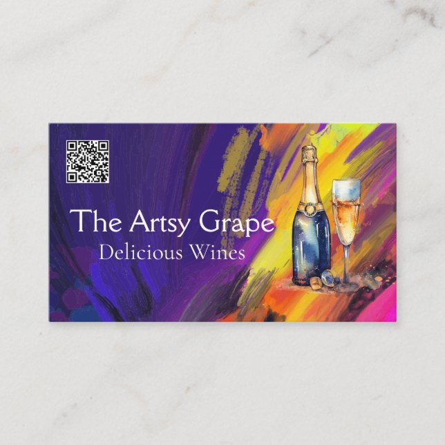 Carte De Visite Champagne Rendu Artistique | Contours de peinture (Devant)