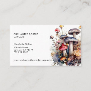 Carte De Visite Champignons de la Forêt Enchantée Garderie d'Enfan