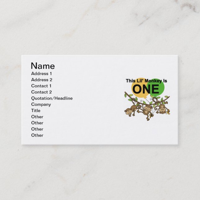 Carte De Visite Chandails et cadeaux 1er anniversaire des singes (Devant)