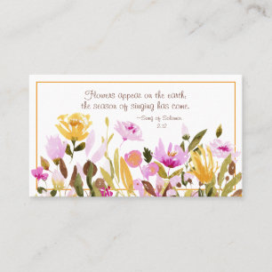 Carte De Visite Chanson de Salomon 2:12 Des fleurs apparaissent su