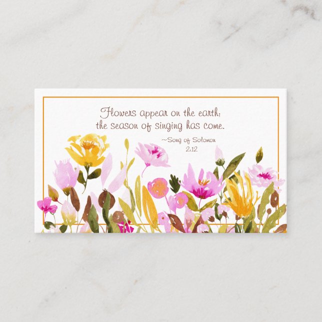 Carte De Visite Chanson de Salomon 2:12 Des fleurs apparaissent su (Devant)