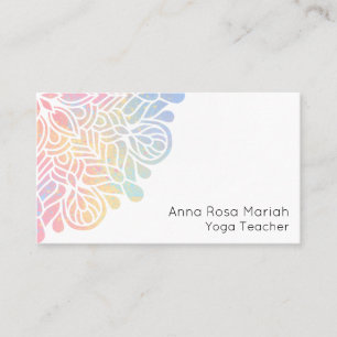 Carte De Visite Chant religieux en pastel de mandala d'arc-en-ciel