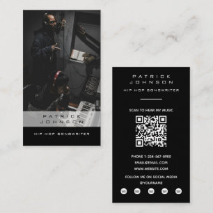 Carte De Visite Chanteur Musicien Parolier Photo Hip Hop Code QR