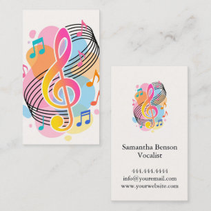 Carte De Visite Chanteur Vocaliste Logo Clé Musicale
