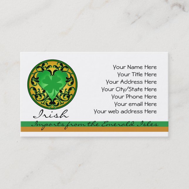 Carte De Visite Charme chanceux du coeur de St Patrick (Devant)