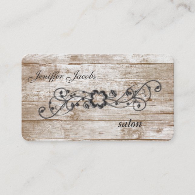 Carte De Visite Charme contemporain bois texture shamrock feuille (Devant)