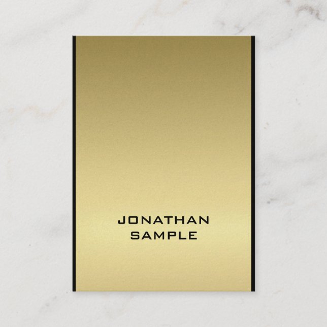 Carte De Visite Charme moderne Glamor Elégant Cool d'or noir (Devant)