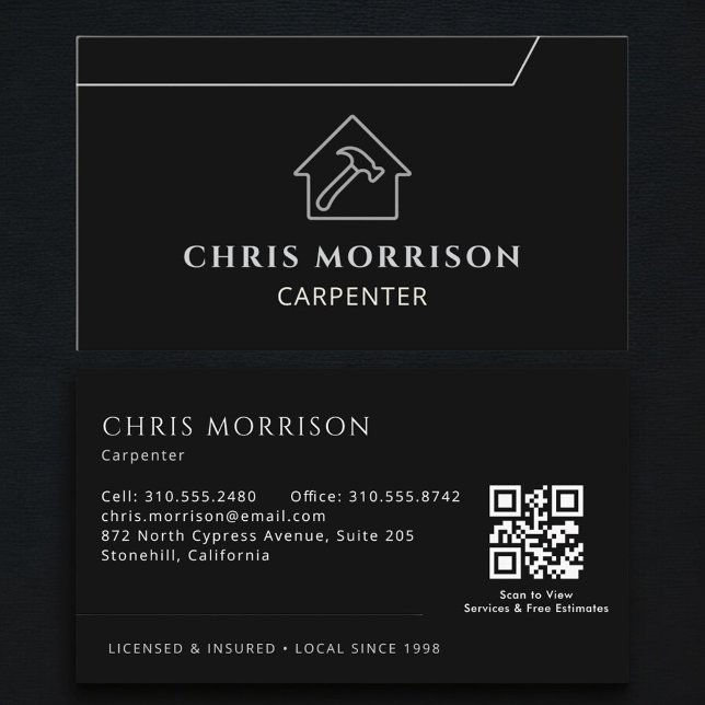 Carte De Visite Charpentier Code QR Menuisier  (Créateur téléchargé)