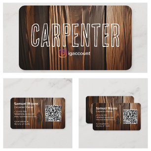 Carte De Visite Charpentier rustique élégant