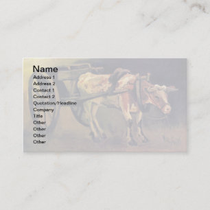 Carte De Visite Charrette avec bœuf rouge et blanc de Vincent Van