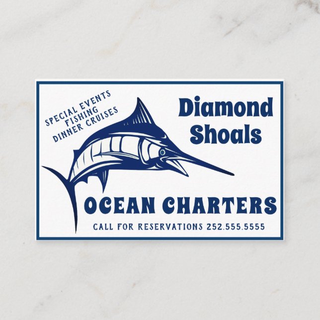 Carte De Visite Charte d'océan de conception de Marlin bleu (Devant)