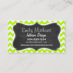 Carte De Visite Chartreuse Chevron ; Chalkboard look
