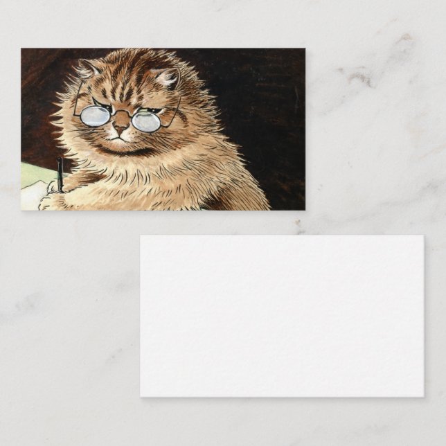 Carte De Visite Chat au travail avec lunettes de Louis Wain (Devant / Derrière)