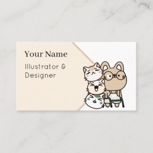 Carte De Visite Chat avec déambulateur et groupe de chats joyeux