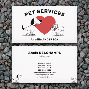 Carte De Visite Chat, Chien & Coeur - Services pour animaux de com