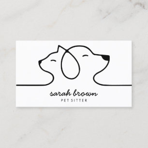 Carte De Visite Chat Chien Line Logo Petsitter Petwalker vétérinai