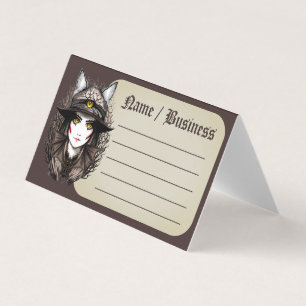 Carte De Visite Chat de sorcière Halloween Déplaisant Portrait mig