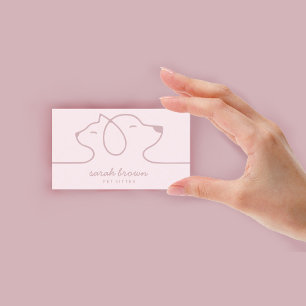 Carte De Visite Chat Dog Soft Pink Line Logo Petsitter