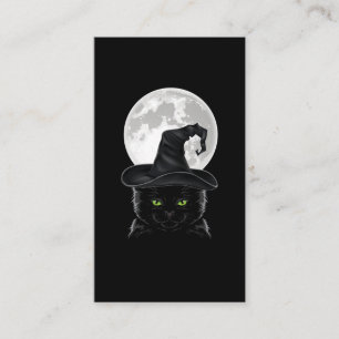 Carte De Visite Chat gothique Noir Sorcière Casquette Lune Pastel 