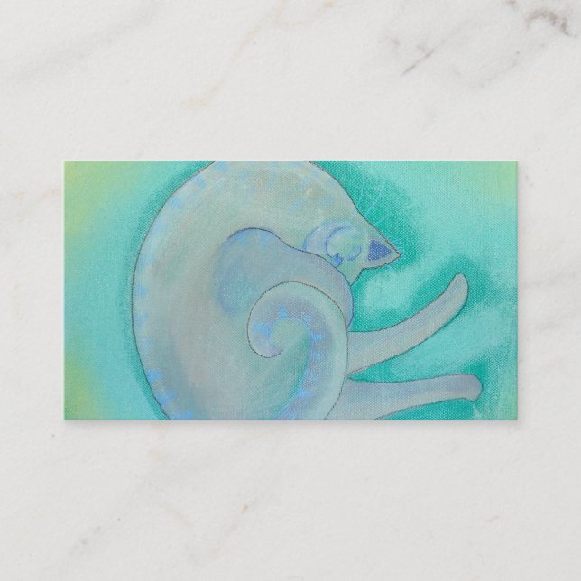 Carte De Visite Chat gris somnolent (Devant)