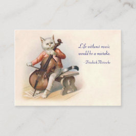 Carte De Visite Chat jouant le violoncelle - bilatéral