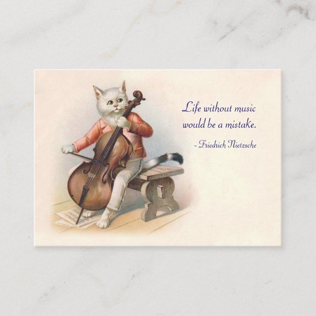 Carte De Visite Chat jouant le violoncelle - bilatéral (Devant)