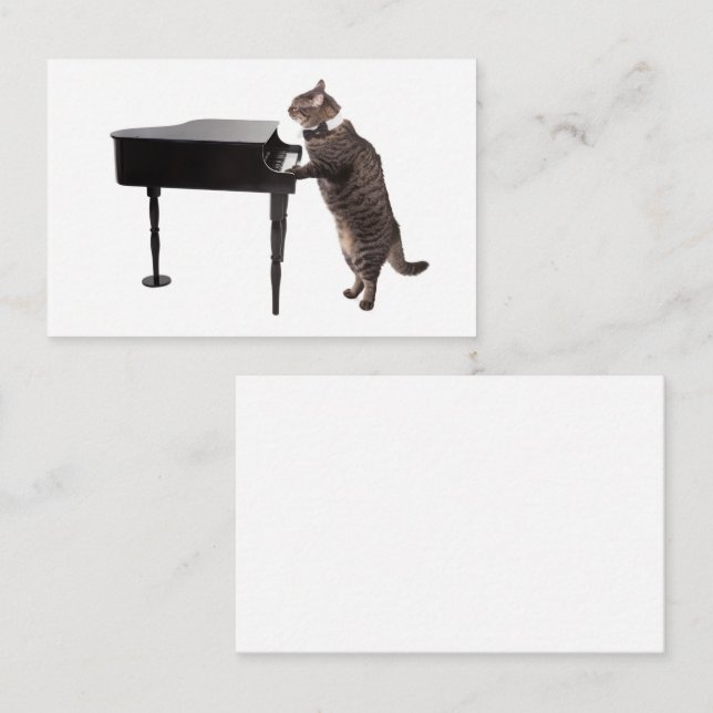 Carte De Visite Chat Jouer Piano (Devant / Derrière)