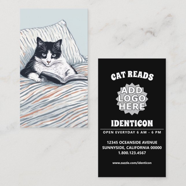 Carte De Visite chat lisant (Devant / Derrière)
