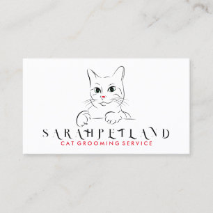 Carte De Visite Chat naturel moderne minimaliste blanc