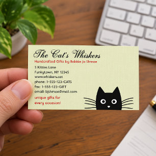 Carte De Visite Chat noir funky curieux regardant Kitty mignon drô