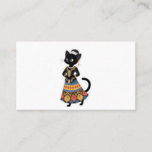 Carte De Visite Chat noir javanais esthétique en Kebaya traditionn