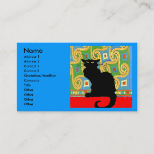 Carte De Visite Chat noir sur Abstrait