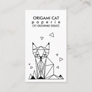 Carte De Visite Chat Origami minimaliste géométrique