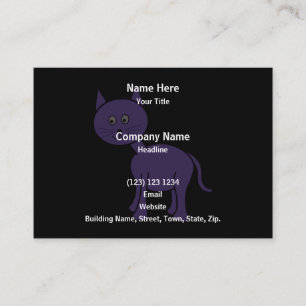 Carte De Visite Chat pourpre mignon. Bande dessinée de chat sur l