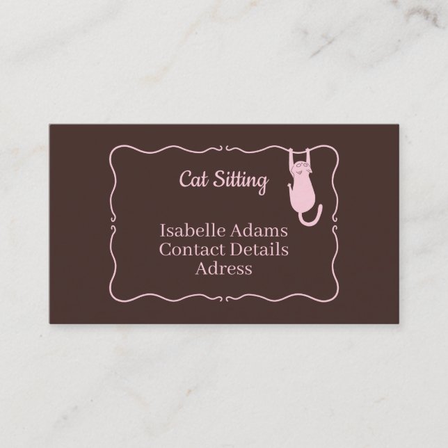 Carte De Visite Chat rigolo assis (Devant)