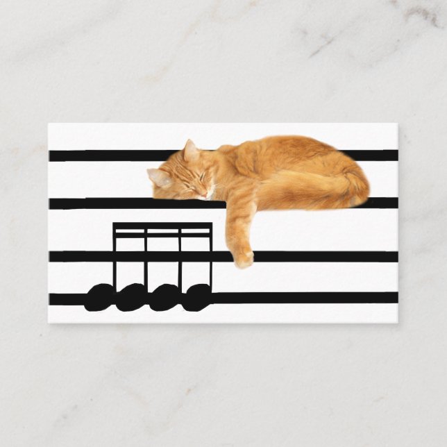 Carte De Visite Chat tigré musical de minou (Devant)