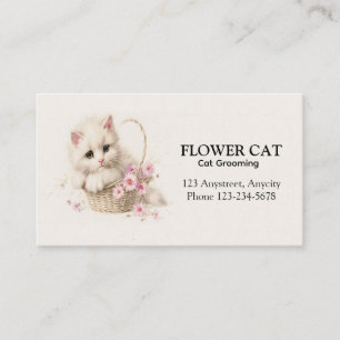 Carte De Visite Chaton Panier Fleurissant