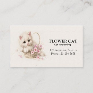 Carte De Visite Chaton Panier Fleurissant 