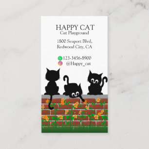 Carte De Visite Chats curieux sur un mur de jardin