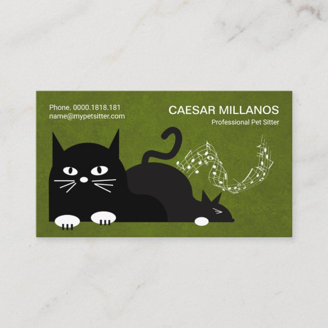 Carte De Visite Chats mignons pourris Aîtier de pelouse verte (Devant)