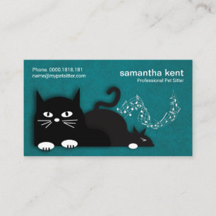 Carte De Visite Chats mignons pourris Élégant Cyan Grunge Pet Si