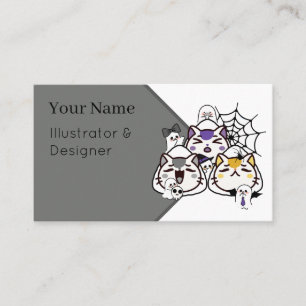 Carte De Visite Chats Onigiri Sombres - Sushi Halloween Kawaii