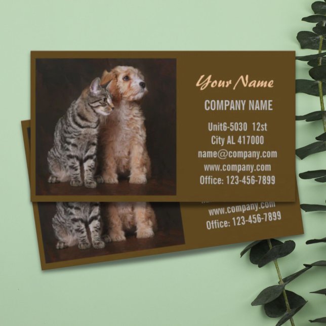 Carte De Visite Chatte chien chat animal sitter animal toiletteur (Cute dog cat pet sitter animal sitter pet groomer business card)