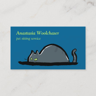 Carte De Visite chatte mouillante - animal assis