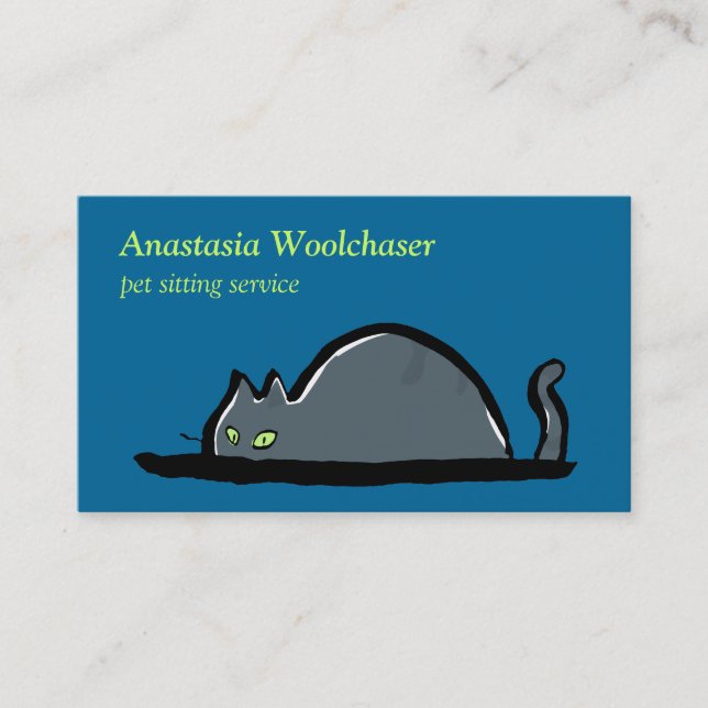 Carte De Visite chatte mouillante - animal assis (Devant)
