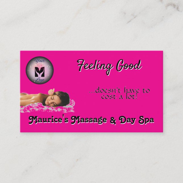 Carte De Visite Chaud Rose Massage Jour Spa Logo Professionnel (Devant)