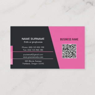 Carte De Visite Chaud rose moderne code qr logo réseau tendance